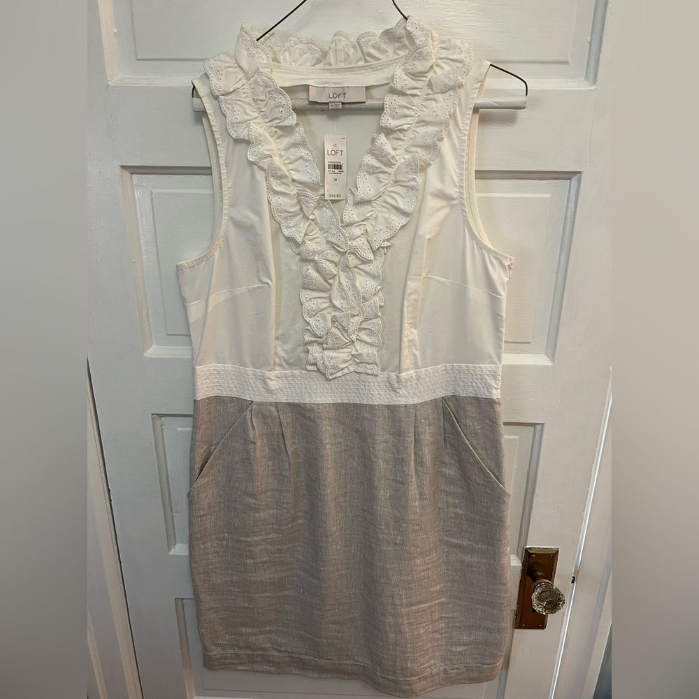Silver & white linen dress